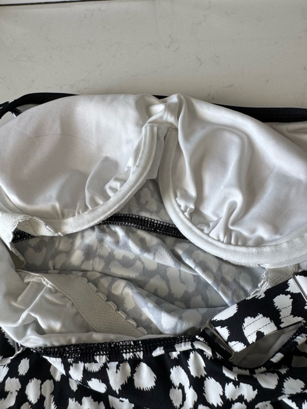 Lands' End Black and White Leopard-Print Swim Tankini - Picture 3 of 4